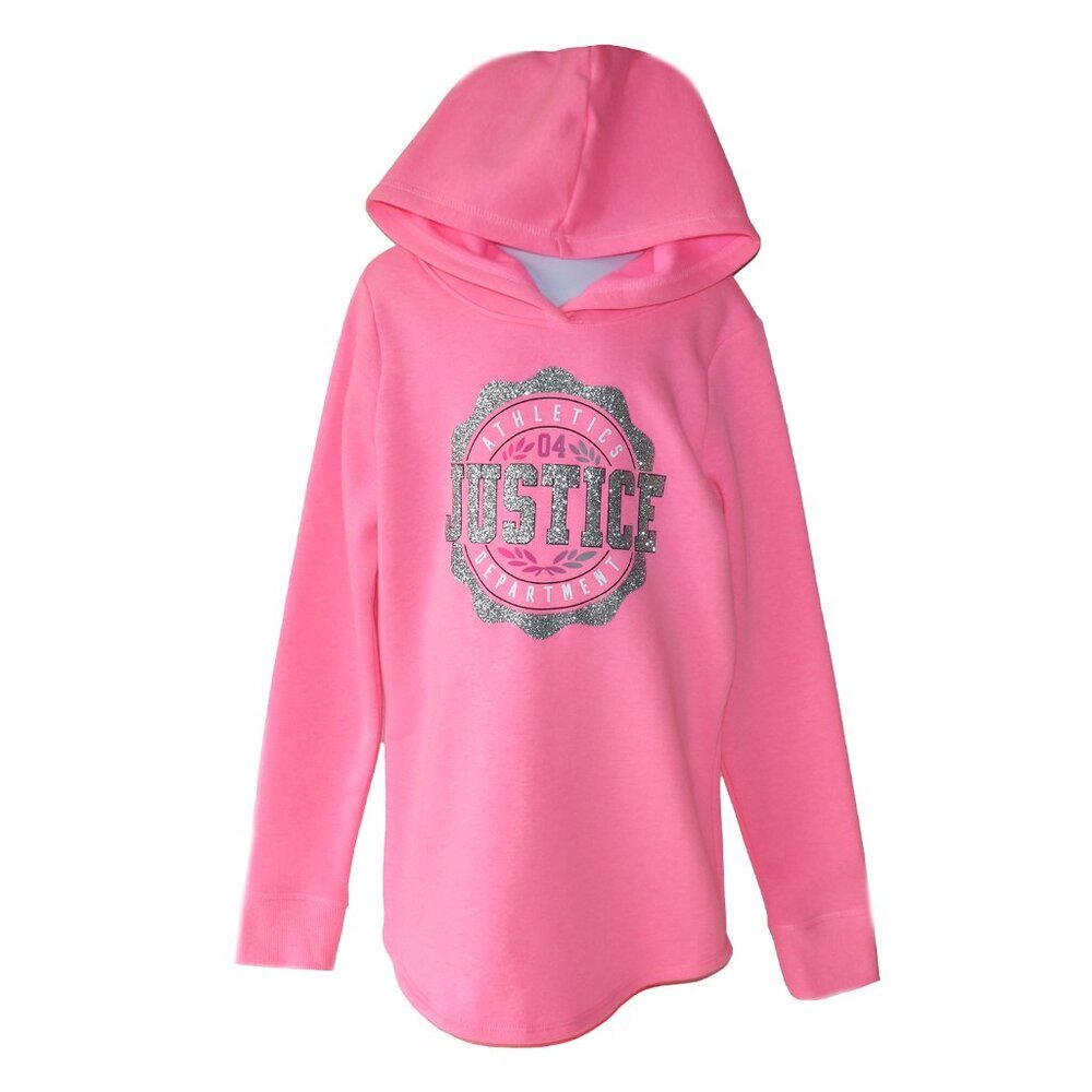 Justice Girls 2-Pc Set Pink Hoodie Sweatshirt Silver Logo Purple Tank Size 10 - Picture 4 of 7